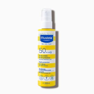 Mustela Bebe-Enfant Spray ad alta protezione SPF50, protezione solare per bambini, 200 ml