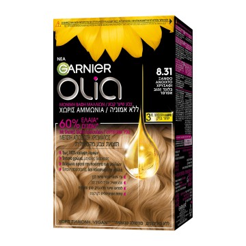 Garnier Olia Βαφή Μαλλιών 8.31 Ξανθό Ανοιχτό Χρυσαφί Χωρίς Αμμωνία 60g Garnier Olia Βαφή Μαλλιών 8.31 Ξανθό Ανοιχτό Χρυσαφί Χωρίς Αμμωνία 60g