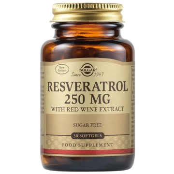 Solgar Resveratrol 250mg مضادات الأكسدة 30 كبسولة هلامية