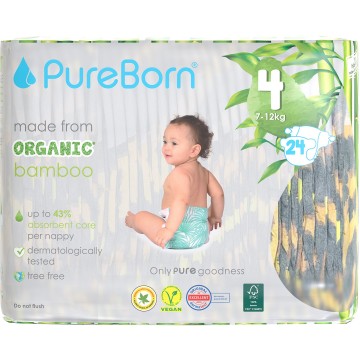 PureBorn Nappies No 4 (7-12kg), 24 τεμάχια