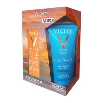Vichy Promo Capital Soleil Dry Touch с матовым эффектом SPF50+, 50 мл и после загара 100 мл
