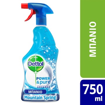 Dettol Power & Pure Mountain Spring Polycat/Co Спрей за баня 500 мл