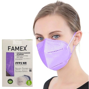 Famex Μάσκα Προστασίας FFP2/ΚΝ95 Λιλά 10 τεμάχια