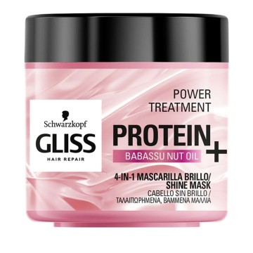 Schwarzkopf Gliss Protein+ Shine Mask Babassu Nut Oil, masque pour cheveux abîmés et colorés 400 ml