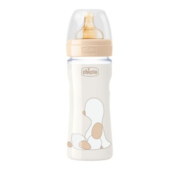 Chicco Original Touch Glass Baby Bottle 0m+ Rubber Nipple 240ml