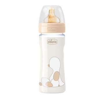 Chicco Original Touch Glas Babyflasche 0m+ Gumminippel 240ml