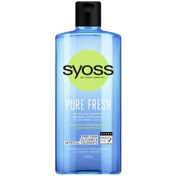 Syoss Micellar Σαμπουάν Pure Fresh για Κανονικά, Λιπαρά Μαλλιά 440ml