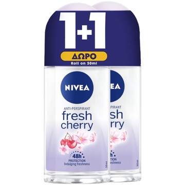 Nivea Promo Fresh Cherry Roll On Αποσμητικό 48h 2x50ml
