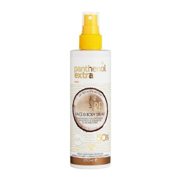Panthenol Extra Sun Care Слънцезащитен лосион за лице и тяло с аромат на кокос под формата на спрей SPF50 250 ml