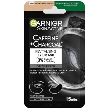 Maskë rigjallëruese e syve Garnier SkinActive Caffeine Qymyr druri 5g
