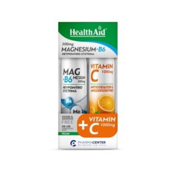 Health Aid Promo Magnesium+B6, 20 Αναβράζοντα Δισκία & Vitamin C 10...