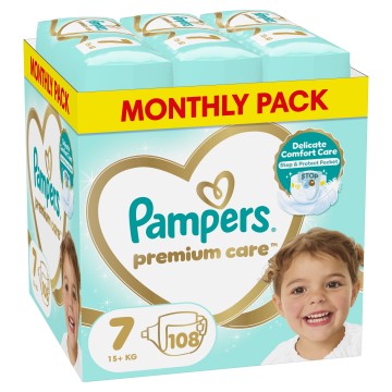 Pampers Monthly Pack Premium Care No 7 (15kg+), 108 τεμάχια