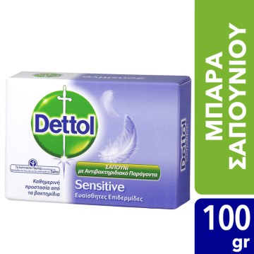 Мыло Dettol Sensitive антибактериальное для чувствительной кожи 100г