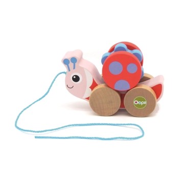 Oops Pull & Fun Jouet en Bois, Jouet en Bois Coccinelle 12m+