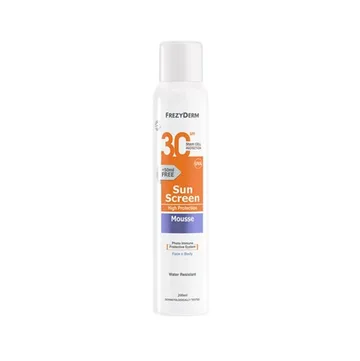 Frezyderm Sun Screen Mousse SPF30, Crème solaire visage/corps en mousse... Frezyderm Sun Screen Mousse SPF30, Crème solaire visage/corps en mousse...