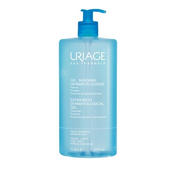Uriage Gel Surgras Dermatologique, Почистващ гел за чувствителна кожа на лицето/тялото 1л