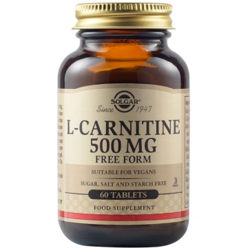 Solgar L-Carnitine 500 mg, повишава издръжливостта и естественото функциониране на метаболизма 60 таблетки
