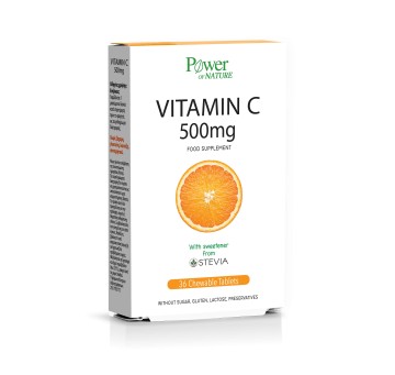 Power of Nature Vitamin c 500mg Σtevia 36 Mασώμενα Δισκία
