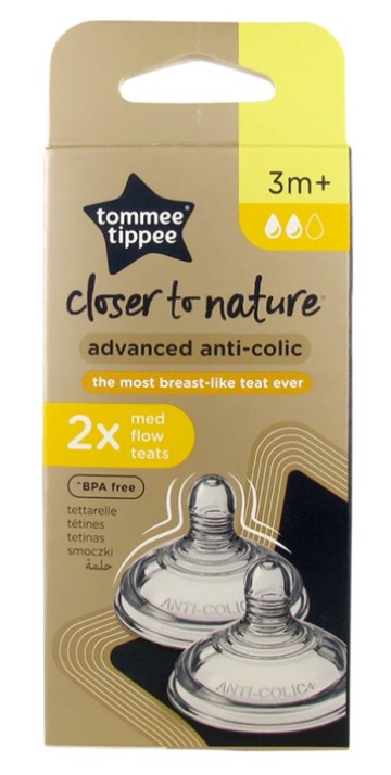 Tommee Tippee Advanced Anti-Colic Silicone Nipples - Medium Flow 3m+