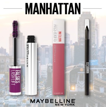 Maybelline Set Falsies Lash Lift Mascara 01 Black 9.6ml, Tattoo Liner Pencil 1.3gr & Superstay Matte Ink Lover 15 5ml