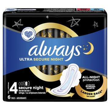 Always Ultra Σερβιέτες Secure Night (Μέγεθος 4) 6 Σερβιέτες Always Ultra Σερβιέτες Secure Night (Μέγεθος 4) 6 Σερβιέτες