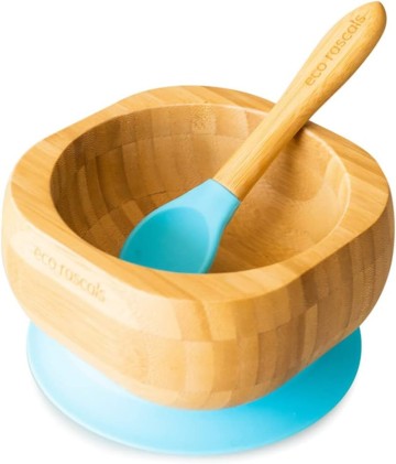 مجموعة إيكو راسكالز وعاء وملعقة باللون الأزرق