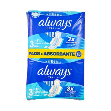 Always Ultra Day Super Extra Wings Size 3, 16 τεμάχια Always Ultra Day Super Extra Wings Size 3, 16 τεμάχια
