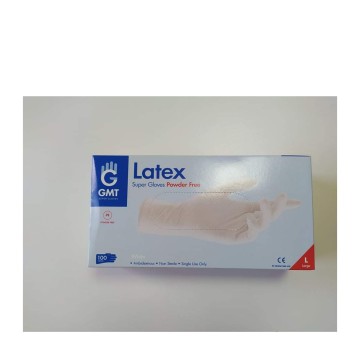 Латексные супер перчатки GMT без пудры белые L 100 шт.