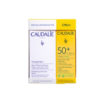 Caudalie Vinoperfect Brightening Dark Spot Serum, 30 ml & Vinosun Protect High Protection Cream SPF50+, 25 ml
