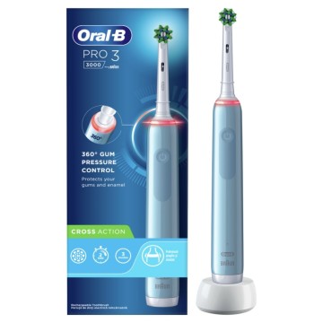 Электрическая зубная щетка Oral-B Pro 3 3000 Cross Action, синяя, 1 шт.