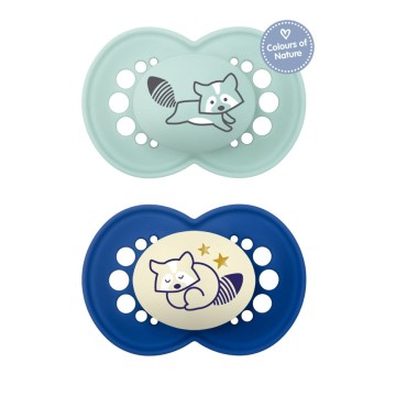 Mam Set of Day & Night Silicone Pacifiers for 6-16 Months Veraman/Blue 2pcs
