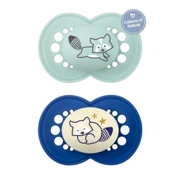 Mam Set di ciucci in silicone giorno e notte per 6-16 mesi Veraman/Blu 2 pezzi