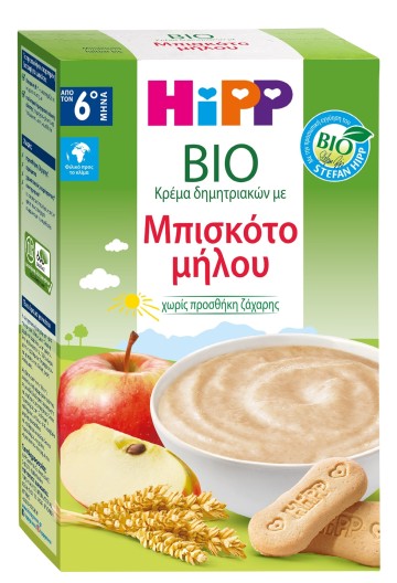 Hipp Bio Κρέμα Δημητριακών με Μπισκότο Μήλου 6m+ 250g