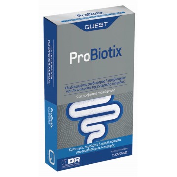 Quest Probiotix, Supplément probiotique pour l'équilibre de la flore intestinale, 15 capsules