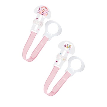 Mam Pacifier Ribbon I Love Mummy & Daddy Pink 2 броя