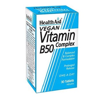 مركب فيتامين ب 50 من هيلث ايد Health Aid ، 30 كبسولة نباتية