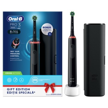 Oral-B Pro 3 3500 Electric Toothbrush Black 1pc & Travel Case