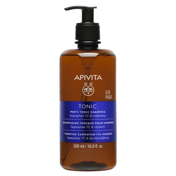 Shampooing tonifiant Apivita contre la chute des cheveux pour hommes à l'hippopha...