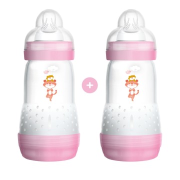 Mam Set Easy Start Anti-Colic Plastic Baby Bottles with Silicone Nipple for 2+ months Pink 2X260ml