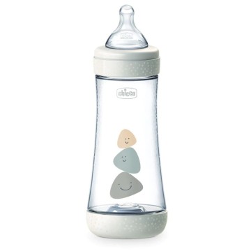 Biberon in plastica Chicco Perfect 5 bianco con tettarella in silicone 4+ mesi 300ml