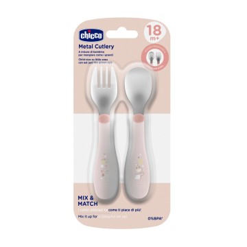 Chicco Σετ Πιρούνι & Κουτάλι Μεταλλικό Ροζ 18m+, 1 τεμάχιο Chicco Σετ Πιρούνι & Κουτάλι Μεταλλικό Ροζ 18m+, 1 τεμάχιο