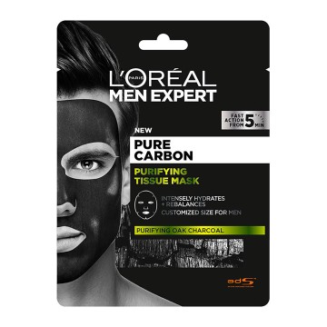 LOreal Men Expert Pure Carbon Purifying Μαύρη Μάσκα Προσώπου για Κα...