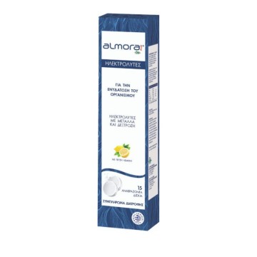 Almora Plus, elektrolite me minerale dhe dekstrozë me shije limoni 15 tableta shkumëzuese