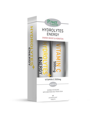 Power Health Promo Hydrolytes Energy 17 Tableta shkumëzuese & Vitamina C 500mg 20 Tableta Shumësuese