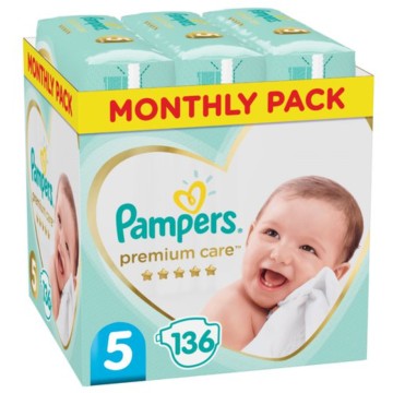 Pampers Premium Care Πάνες Μέγεθος 5 (11-16 kg)  Monthly 136 τμχ