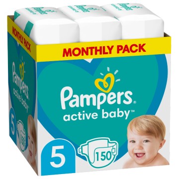 Pampers Mensuel Active Baby Dry No5 (11-16Kg) Mensuel 150Pcs