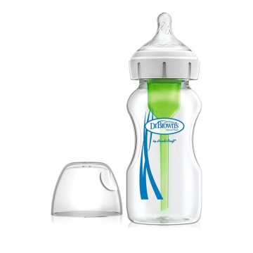 DR. Browns Plastic Baby Bottle Options+ Wide Neck Anti-Colic mit Silikonnippel 3+ Monate 330ml