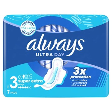 Always Ultra Day Super Extra Σερβιέτες με Φτερά Μέγεθος 3, 7τμχ Always Ultra Day Super Extra Σερβιέτες με Φτερά Μέγεθος 3, 7τμχ