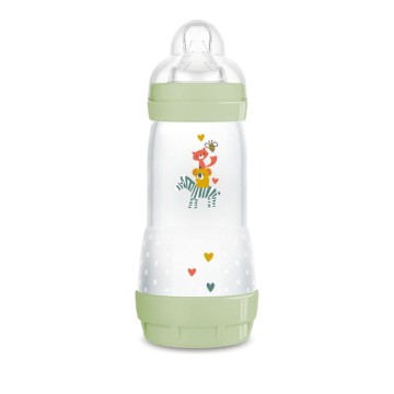 Пластиковая детская бутылочка Mam Easy Start с антиколиками и силиконовой соской для детей от 4 месяцев, зеленая, 320 мл