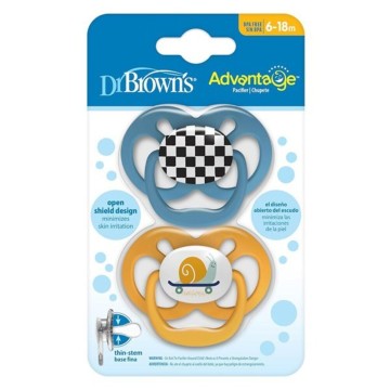 Dr. Browns Πιπίλα Σιλικόνης Advantage Μπλε/Πορτοκαλί 6-18m, 2τμχ